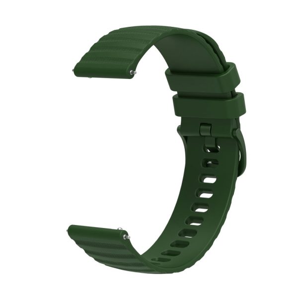 18mm wave grain style silicone watch strap for Garmin watch - Army Green Cheap