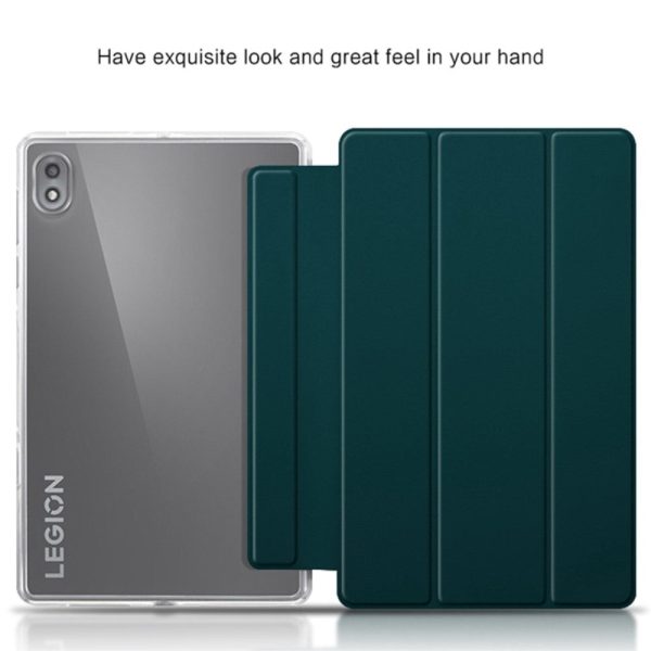 Tri-fold Leather Stand Case for Lenovo Legion Y700 - Green Online now