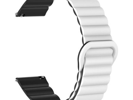 22mm Sport Loop Watch Band Magnetic Silicone Wrist Strap - White+Black Online Hot Sale