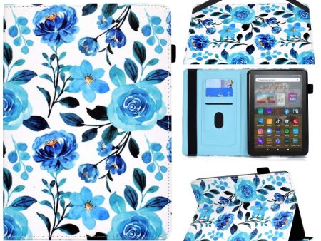 Amazon Kindle 11th Gen (2022) Leather Book Style Flip Tablet Case with Elastic Band - Blue Rose Online now