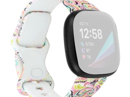 Beautiful pattern in silicone watch band for Fitbit Versa 3 - Floral Bouquets and Butterflies   Size: S Hot on Sale