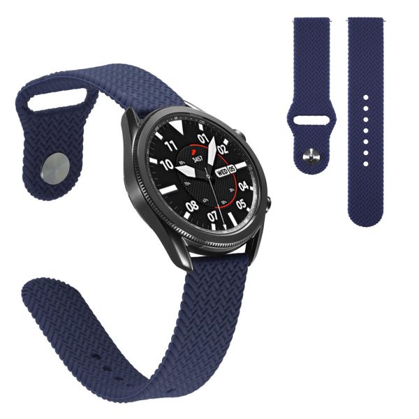 20mm Universal woven design silicone watch band - Dark Blue Hot on Sale