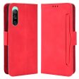 Modern-styled leather wallet case for Sony Xperia 10 V - Red on Sale