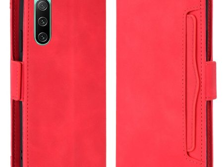 Modern-styled leather wallet case for Sony Xperia 10 V - Red on Sale