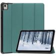 Tri-fold Leather Stand Case for Nokia T21 - Blackish Green Cheap