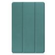 Tri-fold Leather Stand Case for Nokia T21 - Blackish Green Cheap