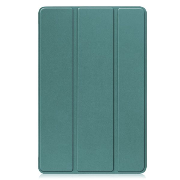 Tri-fold Leather Stand Case for Nokia T21 - Blackish Green Cheap