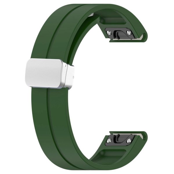 Garmin Fenix 7   Forerunner 965   955   945   935 22mm Watch Band Silive Buckle Silicone Wriststrap - Army Green on Sale