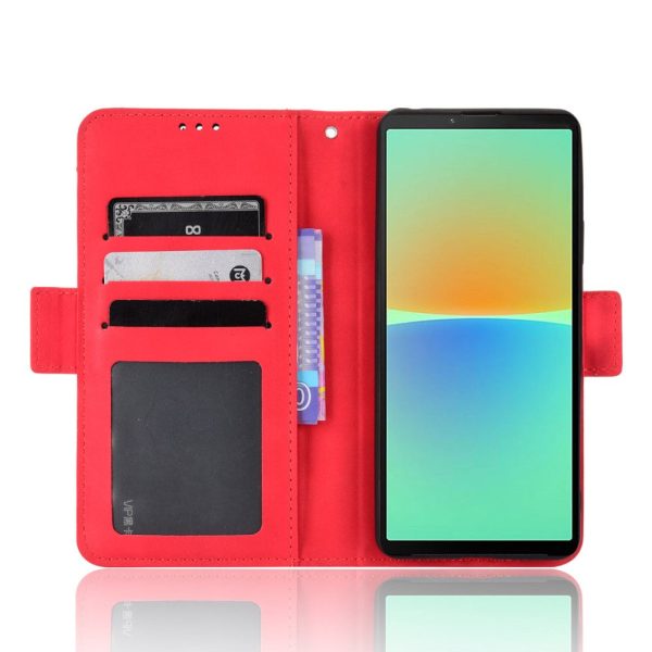 Modern-styled leather wallet case for Sony Xperia 10 V - Red on Sale