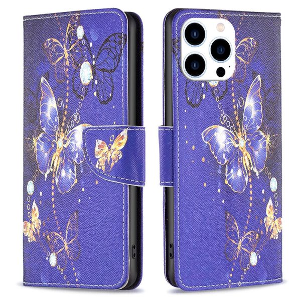 Wonderland iPhone 15 Pro Max flip case - Purple Butterflies Fashion