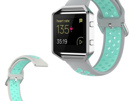 Fitbit Blaze   Versa   Versa Lite   Versa 2 bi-color silicone watch band - Grey   Cyan Sale