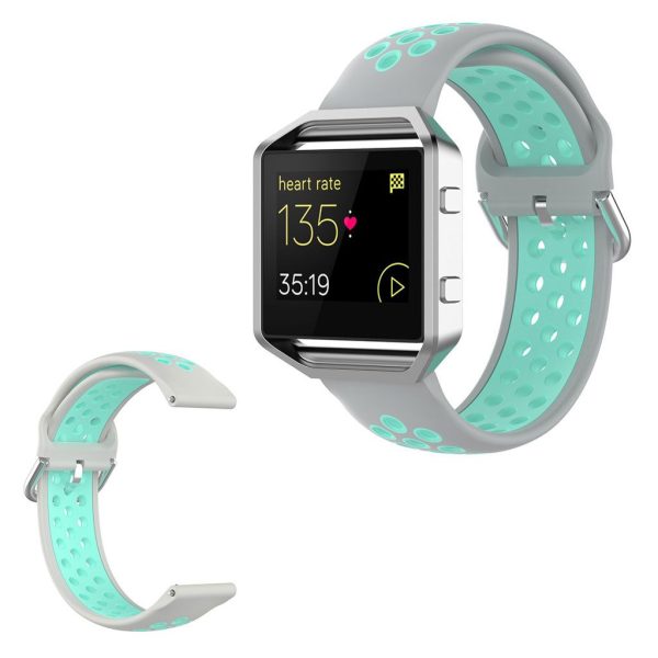 Fitbit Blaze   Versa   Versa Lite   Versa 2 bi-color silicone watch band - Grey   Cyan Sale