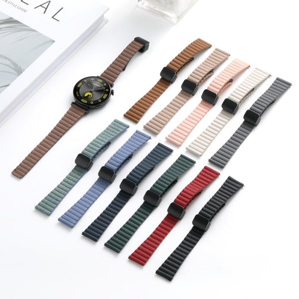 18mm Universal Watch Band - Genuine Cow Leather Coated Silicone Magnetic Strap Replacement - Denim Blue Fashion