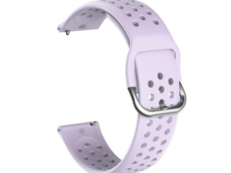 22mm Universal round hole style silicone watch strap - Light Purple   Silver Buckle For Sale