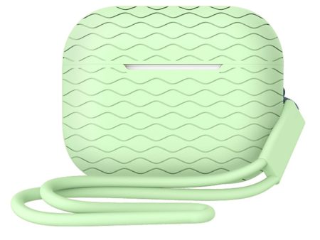 AirPods Pro 2 wave texture silicone case with strap - Matcha Green Supply