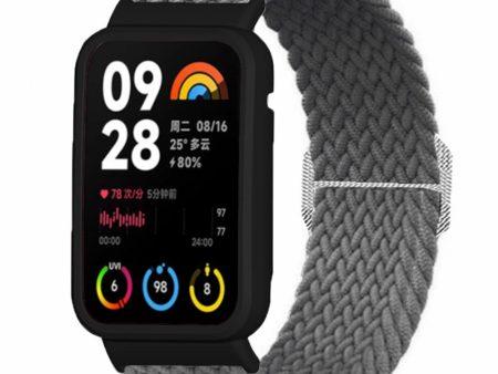 Xiaomi Smart Band 8 Pro Watch Bands Braided Nylon Strap with Watch Case - Grey+Black Shell on Sale