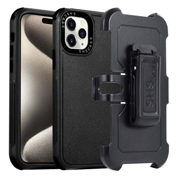 Belt clip phone case for iPhone 15 Pro Max - All Black Supply