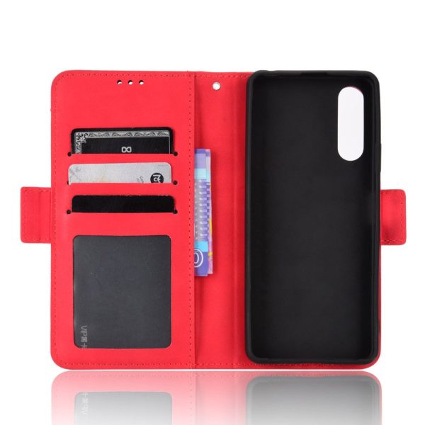 Modern-styled leather wallet case for Sony Xperia 10 V - Red on Sale