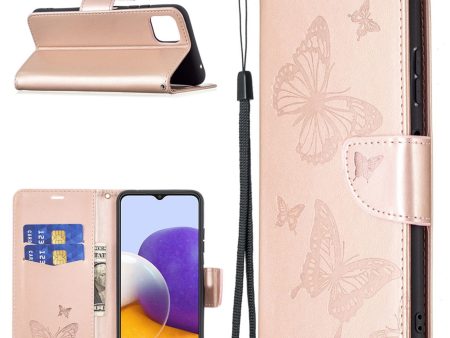 Butterfly Samsung Galaxy A22 5G flip case - Gold Cheap