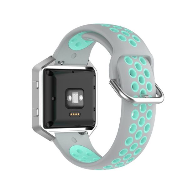 Fitbit Blaze   Versa   Versa Lite   Versa 2 bi-color silicone watch band - Grey   Cyan Sale