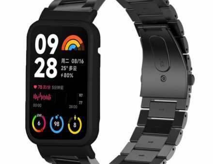 Xiaomi Smart Band 8 Pro Watch Band Stainless Steel Watch Strap with Black Watch Case - Black on Sale