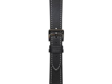 20mm Universal textured genuine leather watch strap - Black on Sale