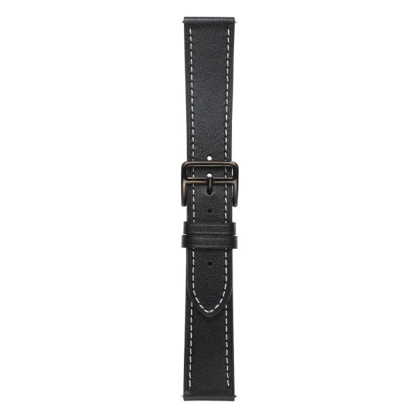 20mm Universal textured genuine leather watch strap - Black on Sale