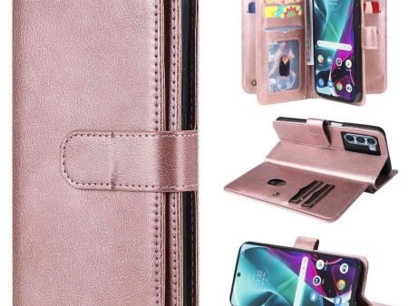 10-slot wallet case for Motorola Moto G200 5G   Edge S30 - Rose Gold Online Hot Sale