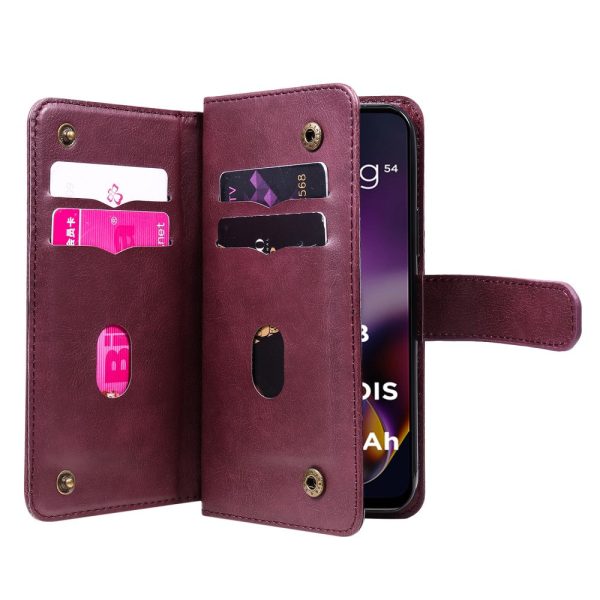 10-slot Motorola Moto G54 wallet case - Red Cheap