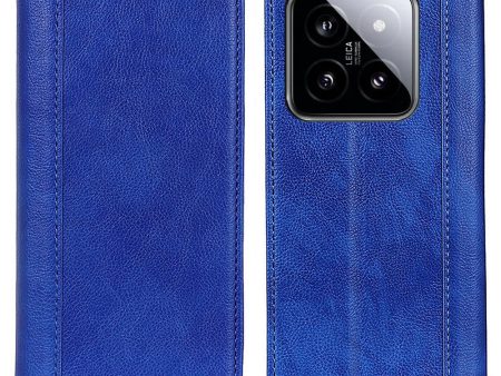 Xiaomi 14 genuine leather case with magnetic closure - Blue Discount