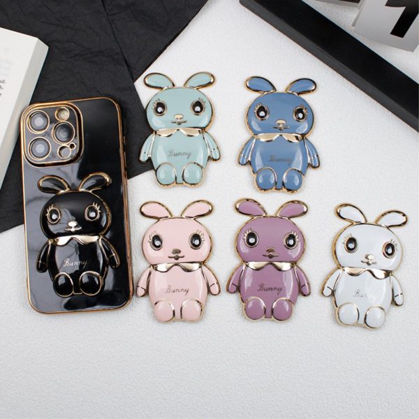 Universal electroplated cute rabbit phone kickstand - Red Fashion