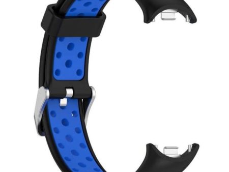 Xiaomi Smart Band 8 Silicone Watch Band Dual Color Adjustable Wrist Strap - Black+Blue Hot on Sale