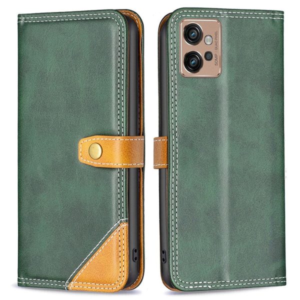 BINFEN two-color leather case for Motorola Moto G32 - Green Online Hot Sale