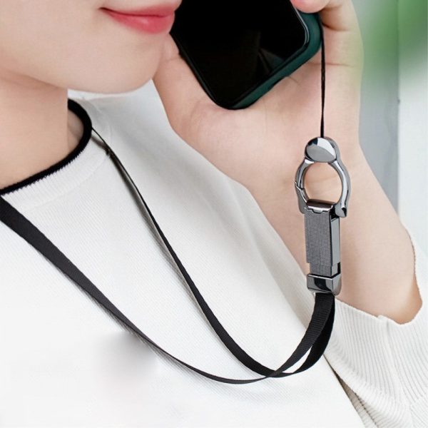 Universal cute cat ear style phone lobster buckle with lanyard - Black Supply