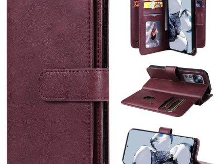 10-slot wallet case for Xiaomi 12T   12T Pro   Redmi K50 Ultra - Wine Red Fashion