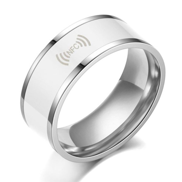 Smart editable stainless steel NFC ring - White   13# Online Sale