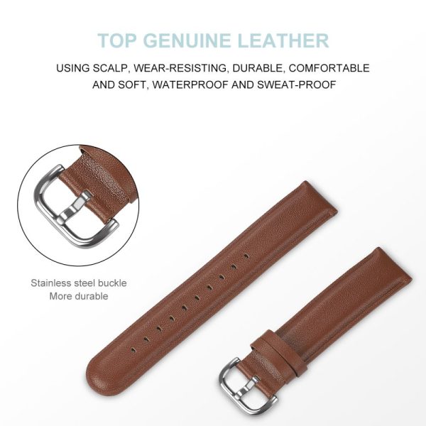 Watch Strap Coros Watch GT   GT 2 46mm   42mm   Samsung Galaxy Watch 46mm First Layer Cowhide Wrist Band - Brown Online Sale