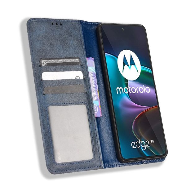 Bofink Vintage Motorola Edge 30 leather case - Blue Online now