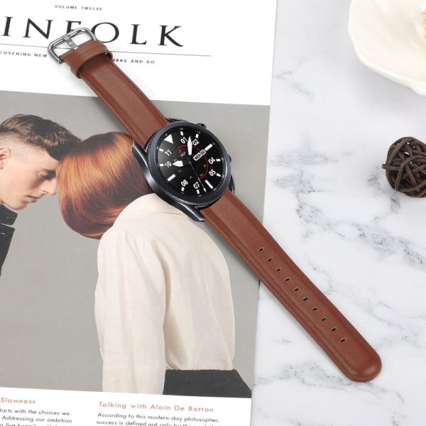 Watch Strap Coros Watch GT   GT 2 46mm   42mm   Samsung Galaxy Watch 46mm First Layer Cowhide Wrist Band - Brown Online Sale