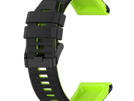 22mm dual color silicone watch strap for Garmin watch - Black   Lime For Sale