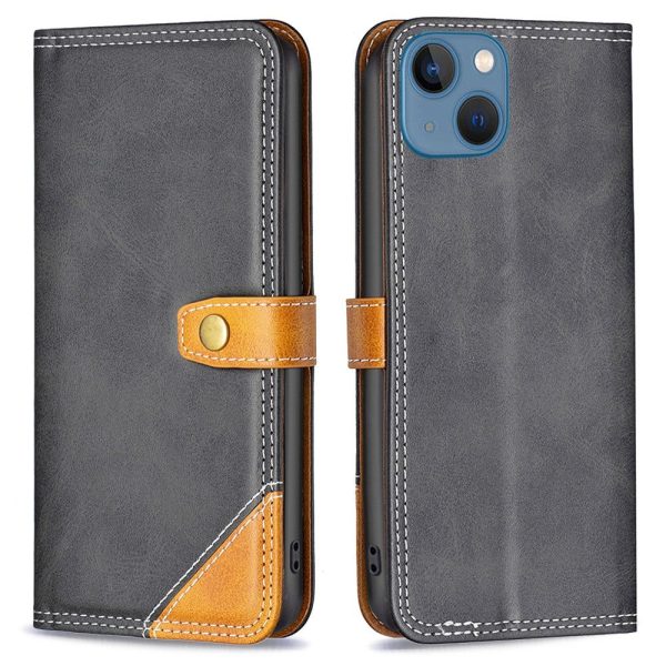 BINFEN two-color leather case for iPhone 13 Mini - Black Fashion