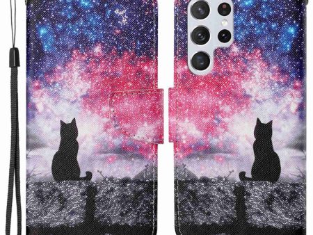 Wonderland Samsung Galaxy S23 Ultra flip case - Starry Sky   Cat Discount