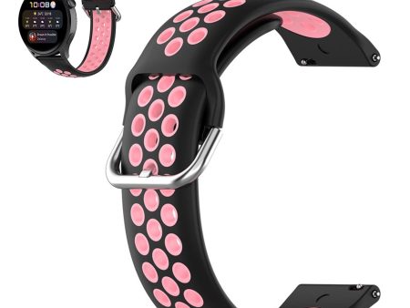 22mm Universal dual color silicone metal buckle watch strap - Black   Pink Online Sale