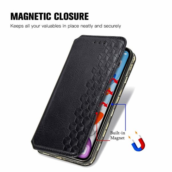 Motorola Edge 40 Neo leather case with a stylish rhombus imprint - Black Cheap