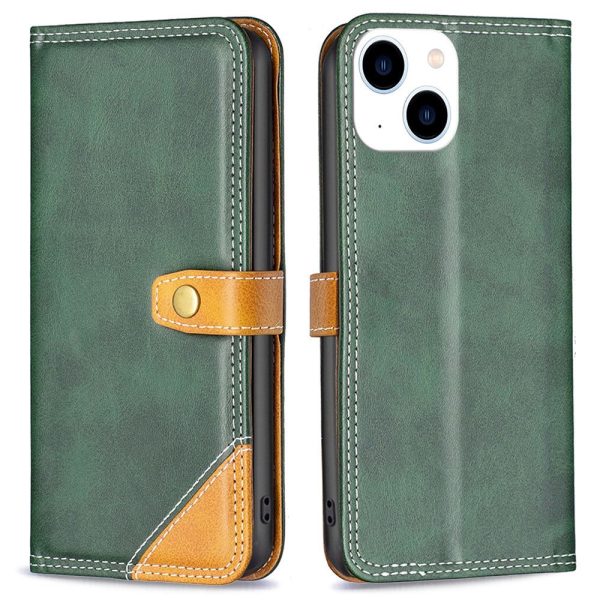 BINFEN two-color leather case for iPhone 14 - Green Sale