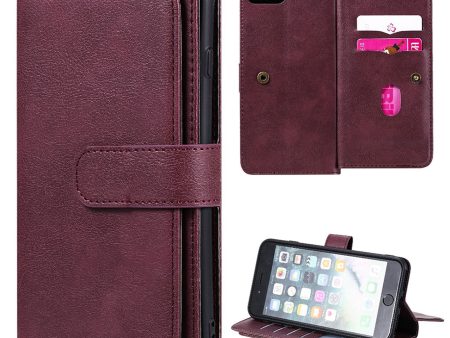 10-slot wallet case for iPhone 8 Plus   7 Plus   6 Plus - Wine Red Hot on Sale