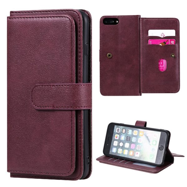 10-slot wallet case for iPhone 8 Plus   7 Plus   6 Plus - Wine Red Hot on Sale