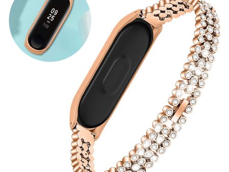 Xiaomi Mi Band 5 rhinestone stainless steel watch band - Gold Hot on Sale