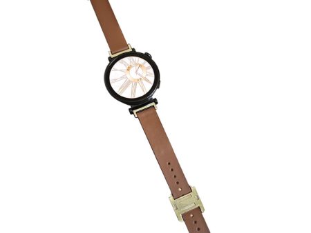 18mm Universal Smart Watch Band Leather Strap Replacement with Square Buckle - Brown Discount