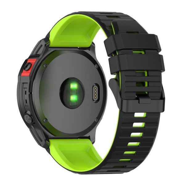 22mm dual color silicone watch strap for Garmin watch - Black   Lime For Sale